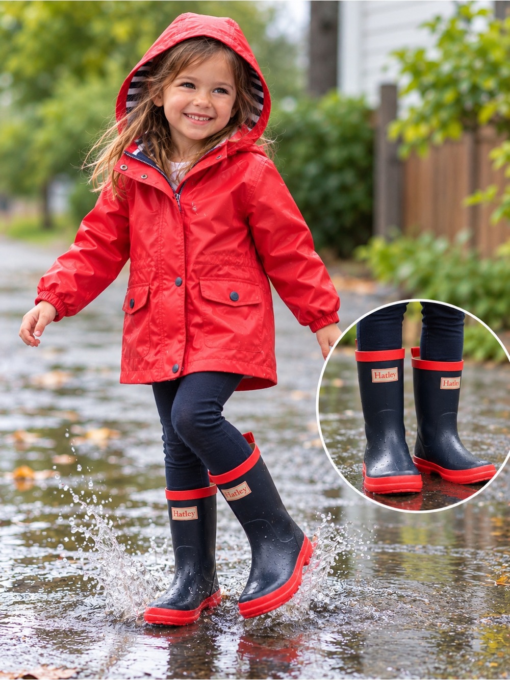 Hatley Kids Rain Boots – US Size 2 – Navy & Red